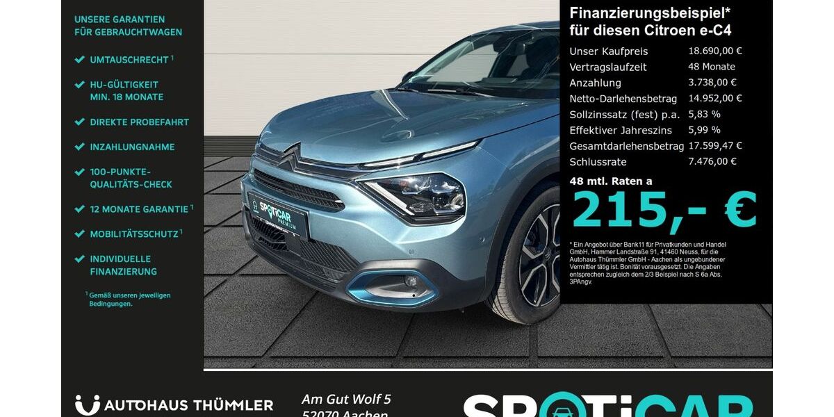 Citroen ë-C4 34.460 km 18.690 &euro; Aachen 52070