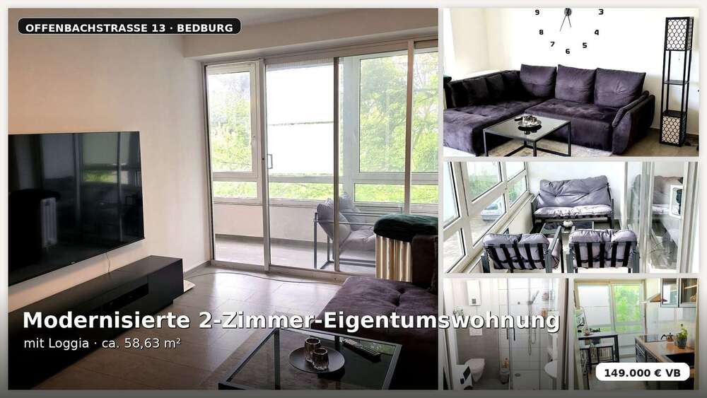 Etagenwohnung Bedburg Blerichen - 2 Zimmer, 59 m&sup2;, 149.000&euro; | Angebot:26728878