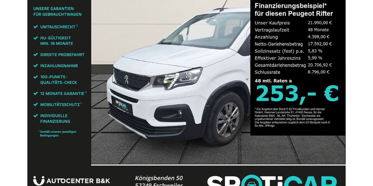 Peugeot Rifter 93.000 km 21.490 &euro; Eschweiler 52249