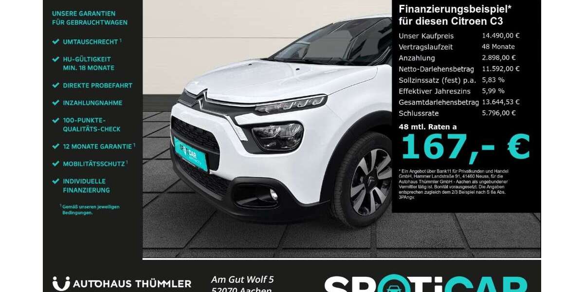 Citroen C3 27.630 km 14.490 &euro; Aachen 52070