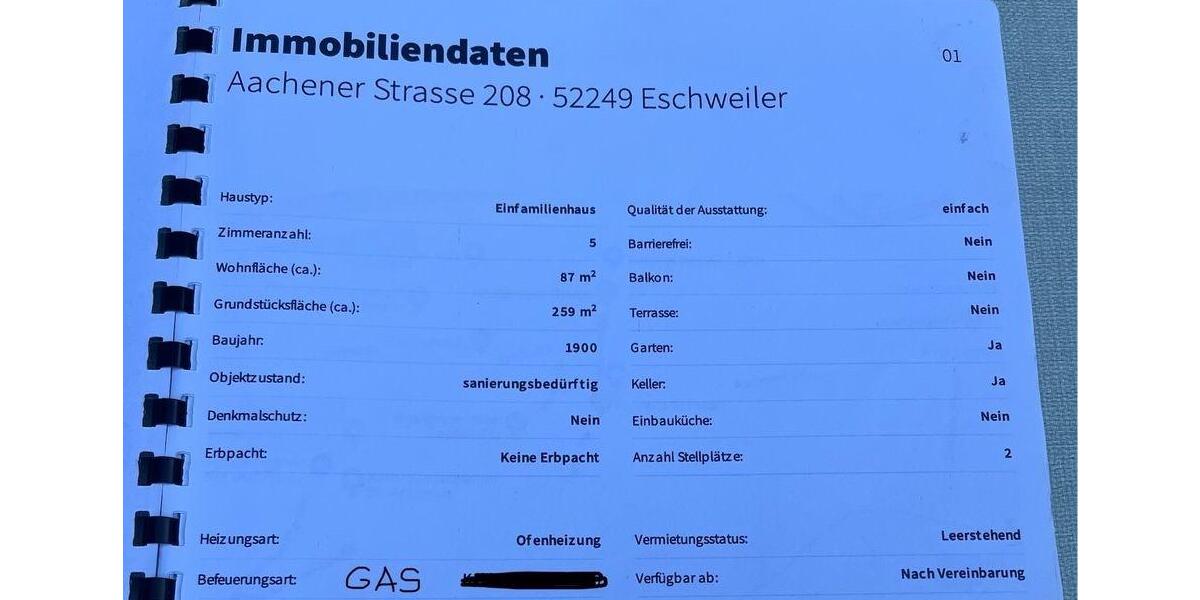 Einfamilienhaus Eschweiler - 5 Zimmer, 87 m&sup2;, 169.000&euro; | Angebot:26739376