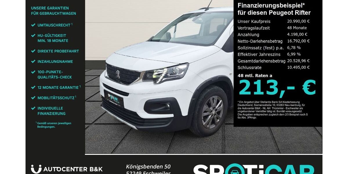 Peugeot Rifter 93.000 km 20.750 &euro; Eschweiler 52249
