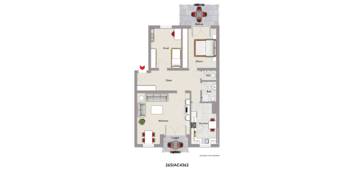 Etagenwohnung Aachen Aachen-Mitte - 3 Zimmer, 85 m&sup2;, 249.900&euro; | Angebot:26192190