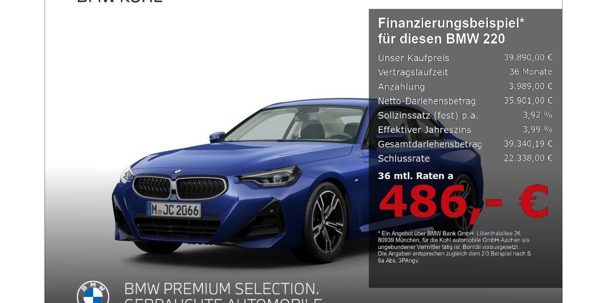 BMW 220 5.539 km 39.890 &euro; Aachen 52078