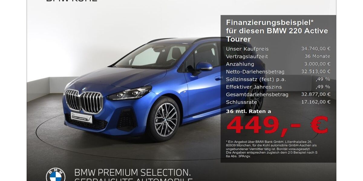 BMW 220 Active Tourer 2.188 km 34.340 &euro; Aachen 52078