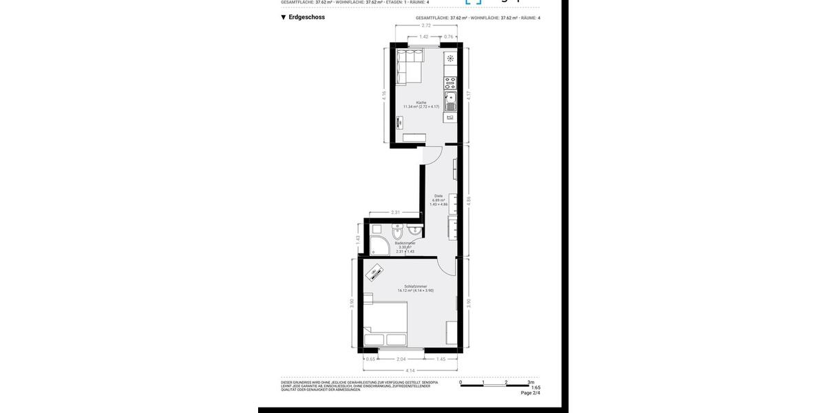 Erdgeschoßwohnung Aachen Aachen-Mitte - 1 Zimmer, 40 m&sup2;, 470&euro; | Angebot:26592515