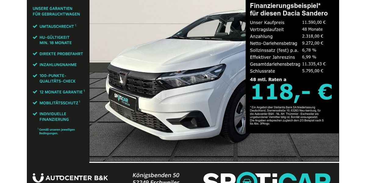 Dacia Sandero 30.900 km 11.590 &euro; Eschweiler 52249