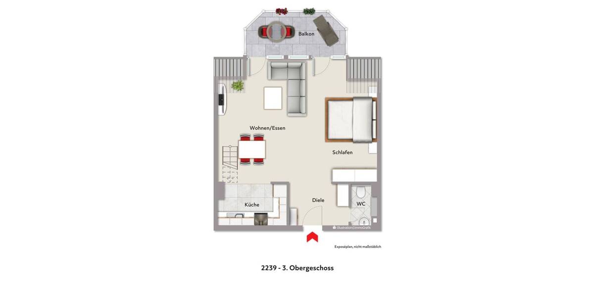 Etagenwohnung Aachen Richterich - 2 Zimmer, 45 m&sup2;, 199.000&euro; | Angebot:26192231