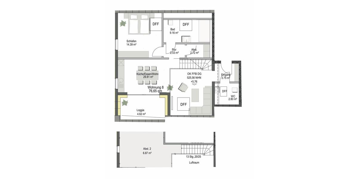 Dachgeschoßwohnung Simmerath - 2 Zimmer, 76 m&sup2;, 920&euro; | Angebot:25274238