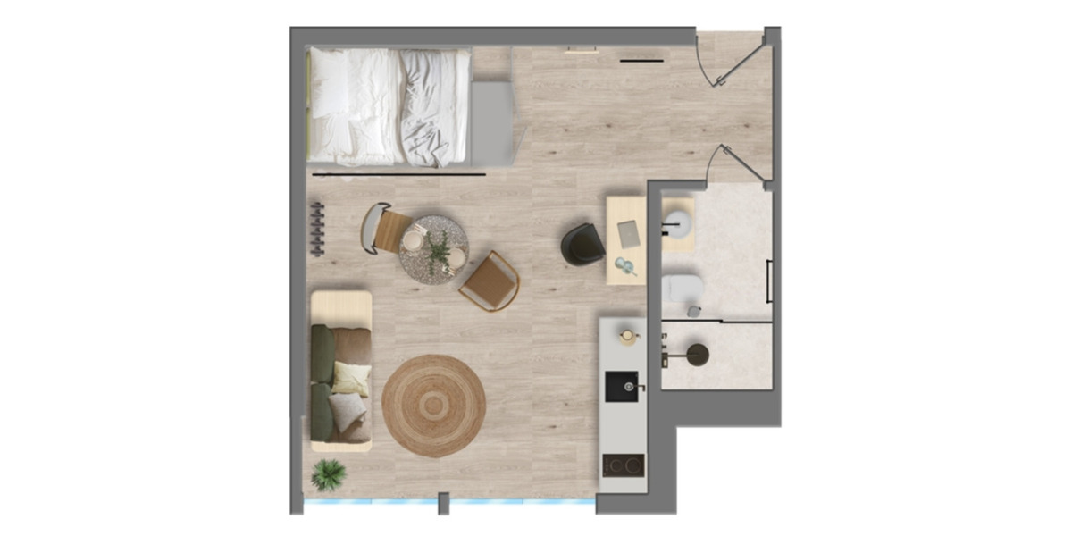 Etagenwohnung Aachen Aachen-Mitte - 1 Zimmer, 23 m&sup2;, 1.230&euro; | Angebot:22697472