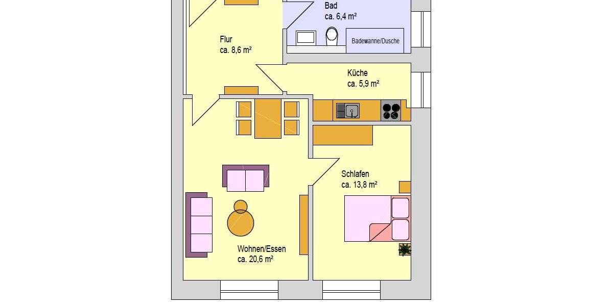 Etagenwohnung Aachen Frankenberger Viertel - 2 Zimmer, 55 m&sup2;, 890&euro; | Angebot:25727983