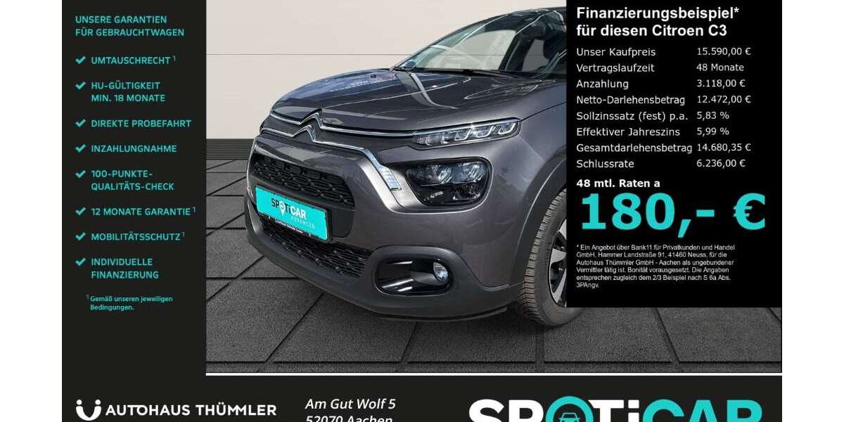 Citroen C3 18.280 km 15.590 &euro; Aachen 52070